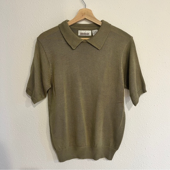 Vintage Beige Knit Polo Top Size M - Picture 2 of 5
